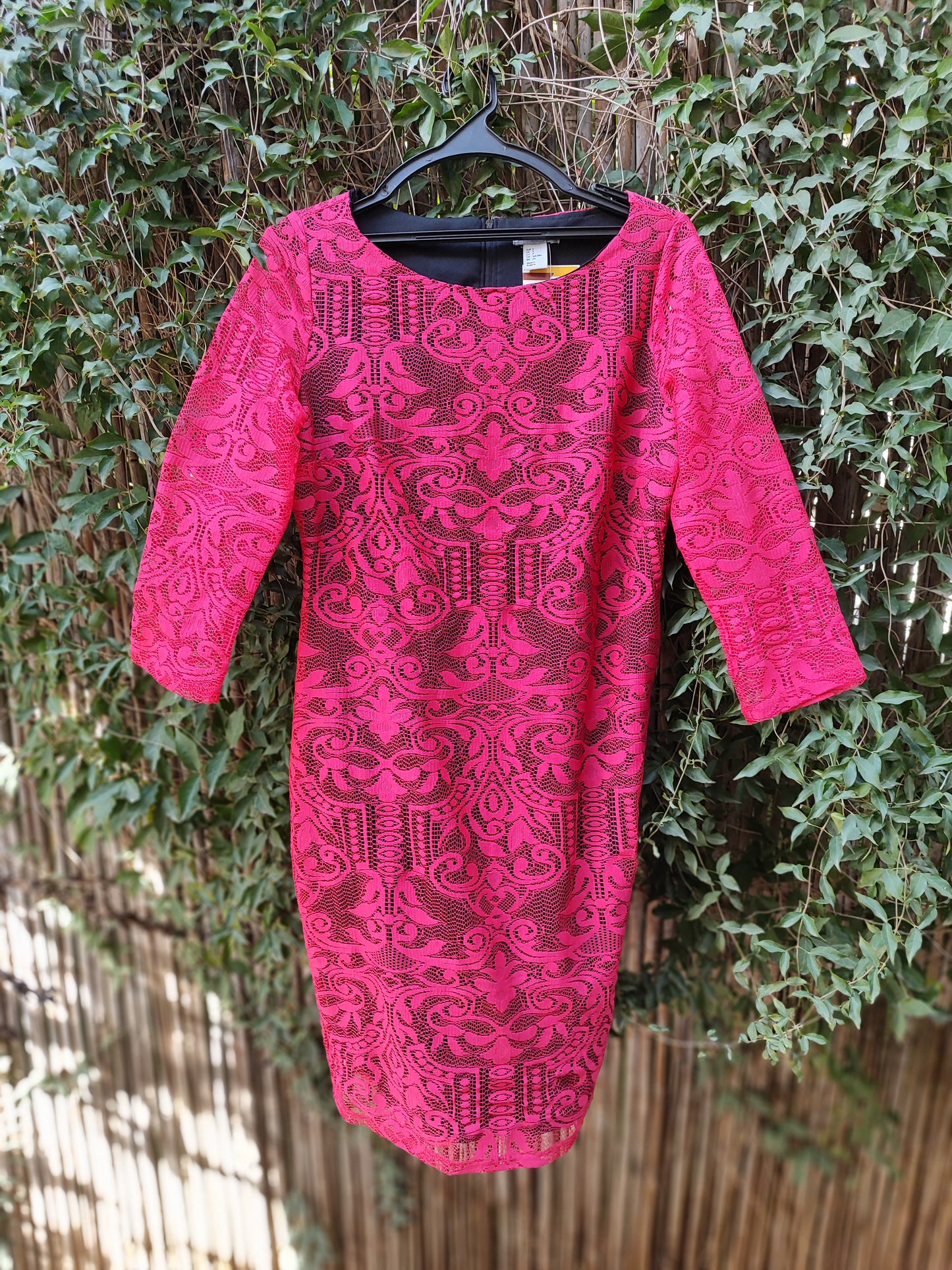 שמלת תחרה ורודה חזק שרוולים שקופים - Image 2 by H&M