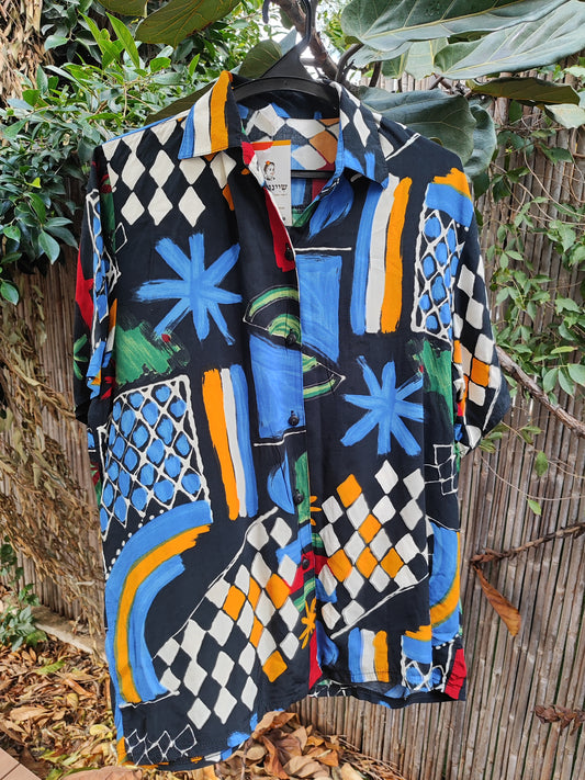 חולצה צבעונית במיוחד וינטג' בחלוקת צורות ופרחים - Image 6 by נגה