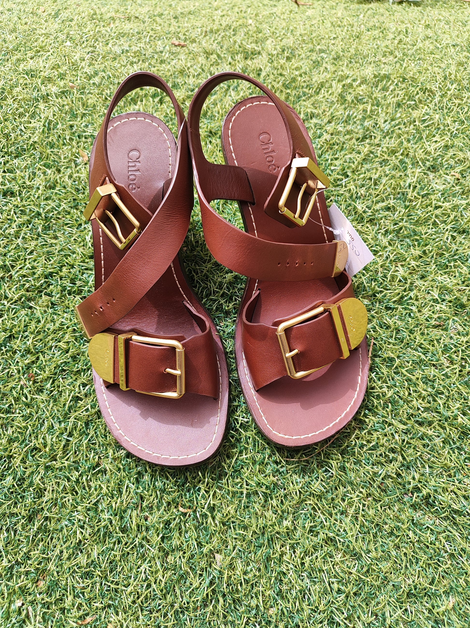  Chloé סנדל עור חום בסוף מוזהב - Image 5 by Chloé