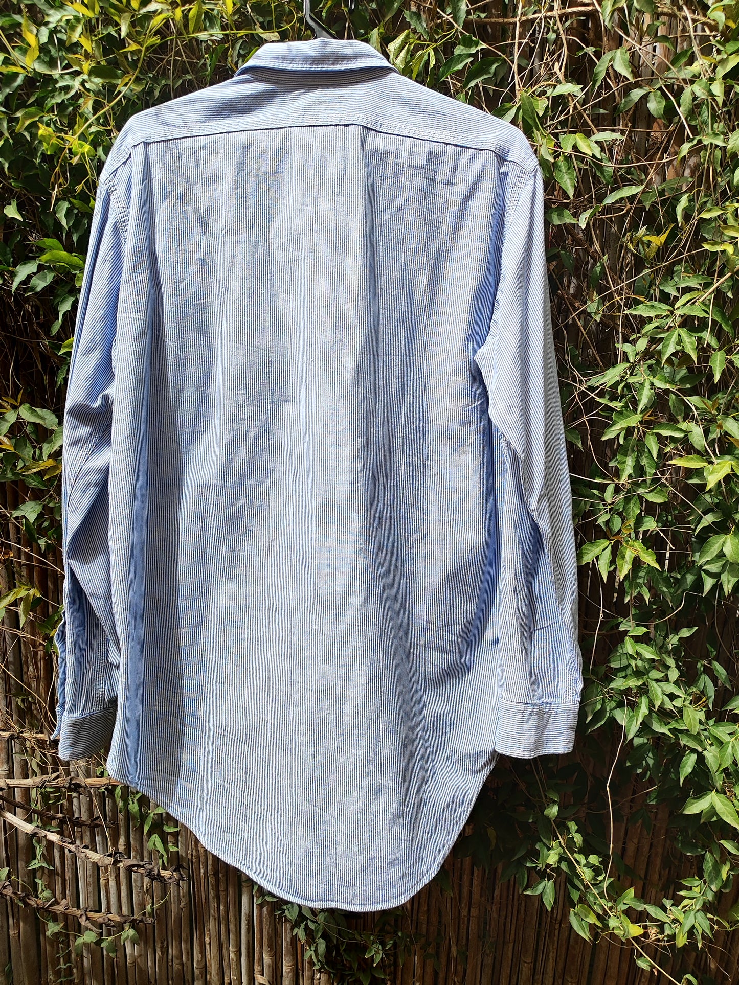 . Polo. חולצת כפתורים פסים גברית תכלת לבן by Polo Ralph Lauren - Size M-L