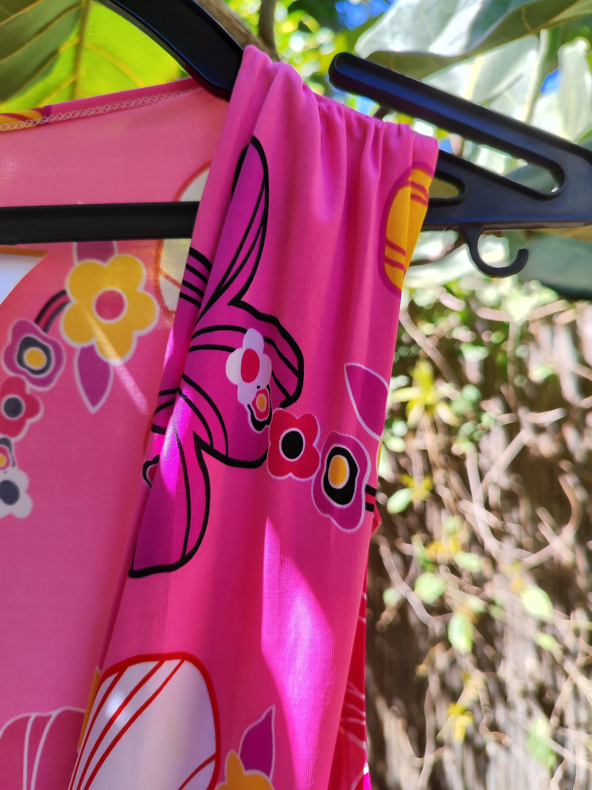 חולצה/טוניקה וינטג' ורודה מסטיק בפרחים  - Size S-M