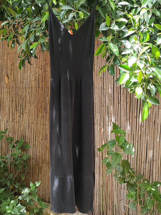 J.CREW שמלה כתפיות ספגטי שחורה מחטבת במותניים