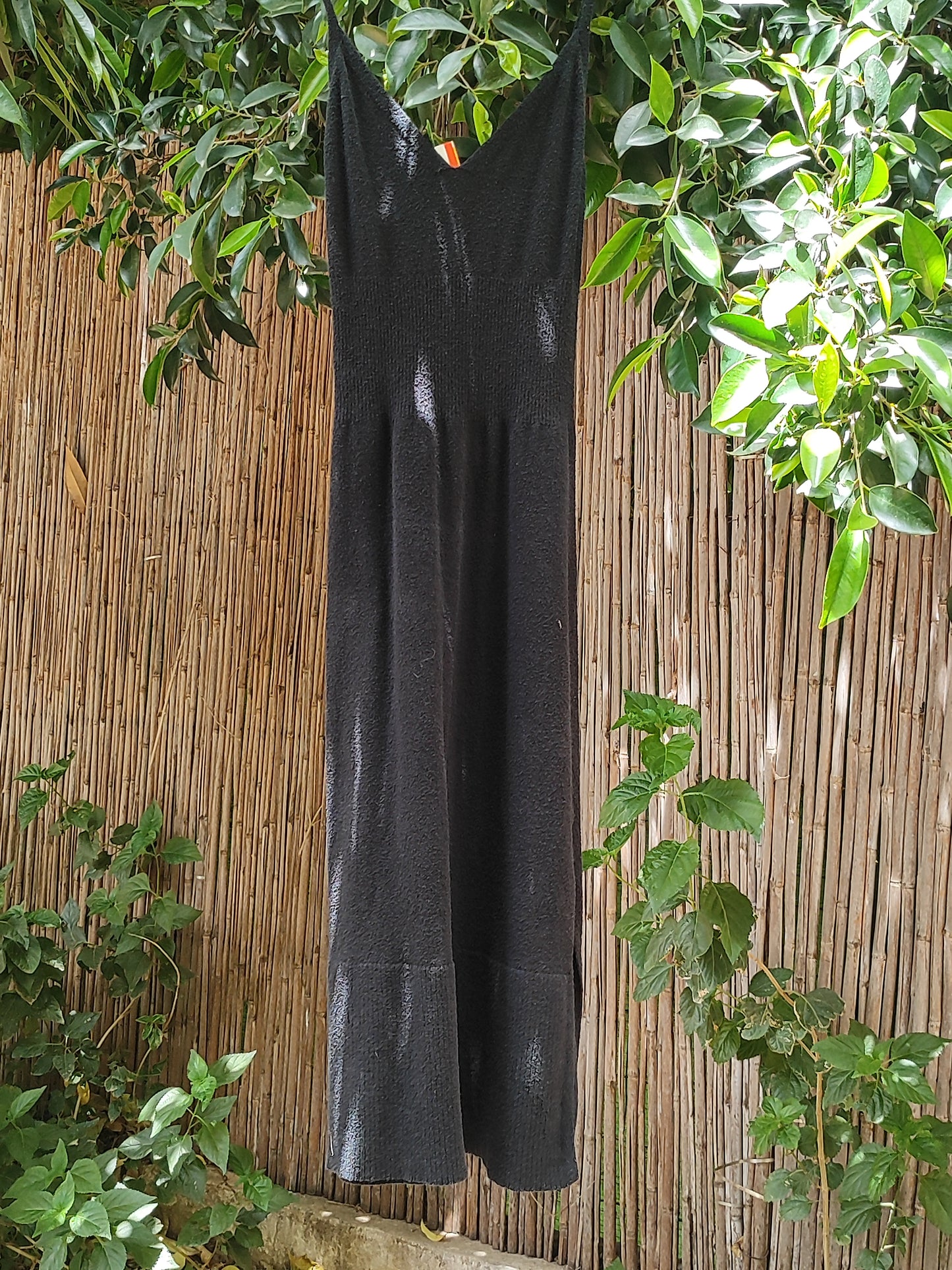 J.CREW שמלה כתפיות ספגטי שחורה מחטבת במותניים