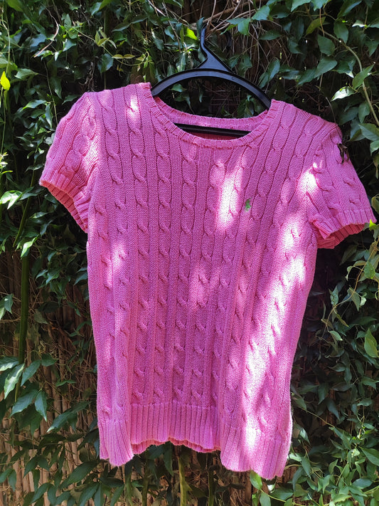 חולצה קצרה סריג בורוד. RALPH LAUREN
